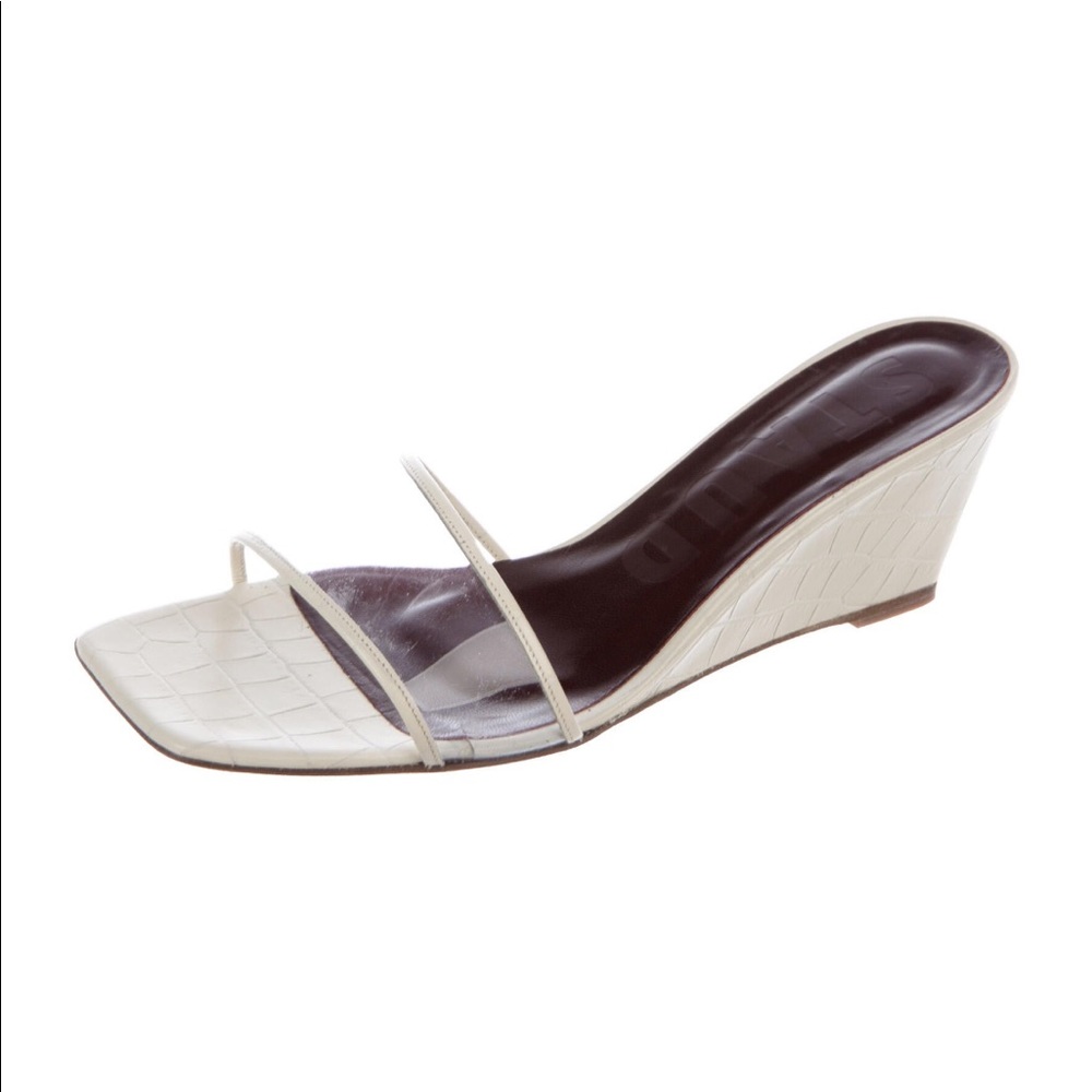 Faux Croc & Clear Cream Billie Wedge